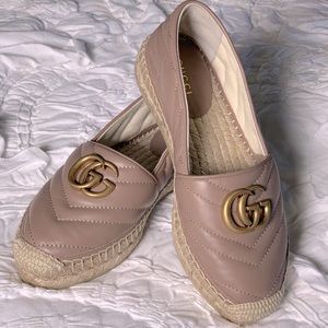 Gucci Pilar GG Matelesse Chevron Flat Espadrille